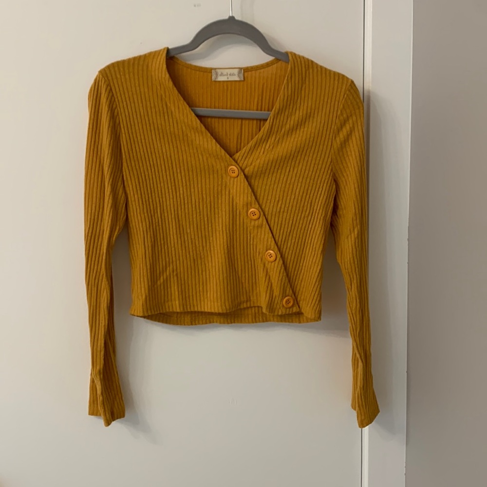 Yellow button long sleeve top